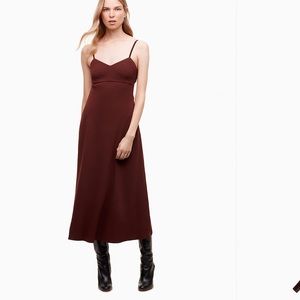 • Wilfred Aritzia • Jeanie Midi Slip Dress Truffle